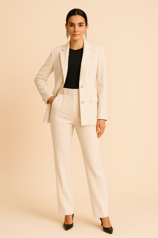 Conjunto Pauline de Blazer Entallado y Pantalón Plisado