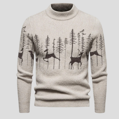 Jersey Hans Navideño con Estampado de Renos y Bosque