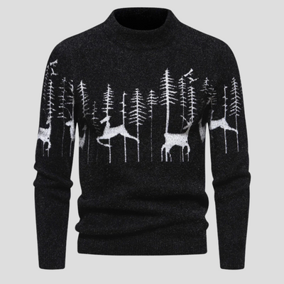 Jersey Hans Navideño con Estampado de Renos y Bosque