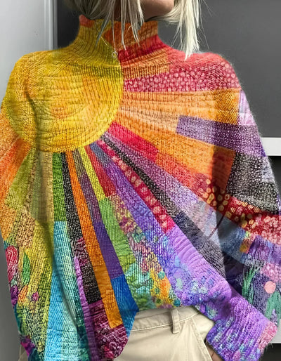 Jersey Renate de Cuello Alto con Estampado de Colores