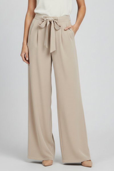 Pantalón Palazzo Karin de Pierna Ancha con Cordón Ajustable