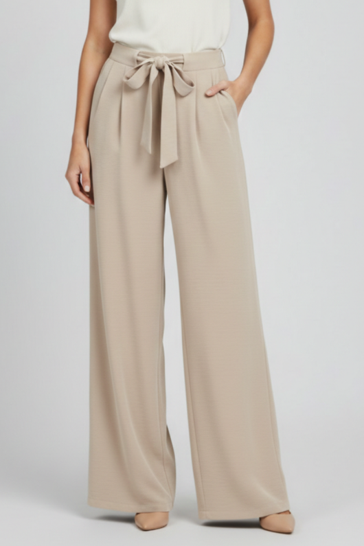 Pantalón Palazzo Karin de Pierna Ancha con Cordón Ajustable