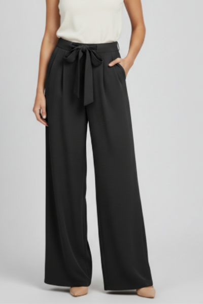 Pantalón Palazzo Karin de Pierna Ancha con Cordón Ajustable