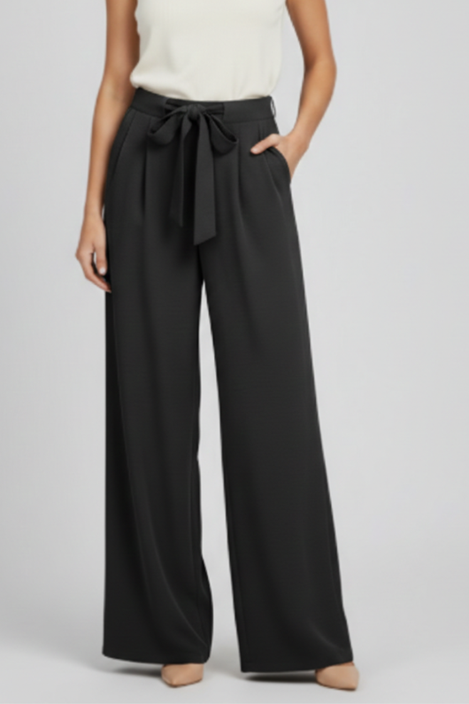 Pantalón Palazzo Karin de Pierna Ancha con Cordón Ajustable