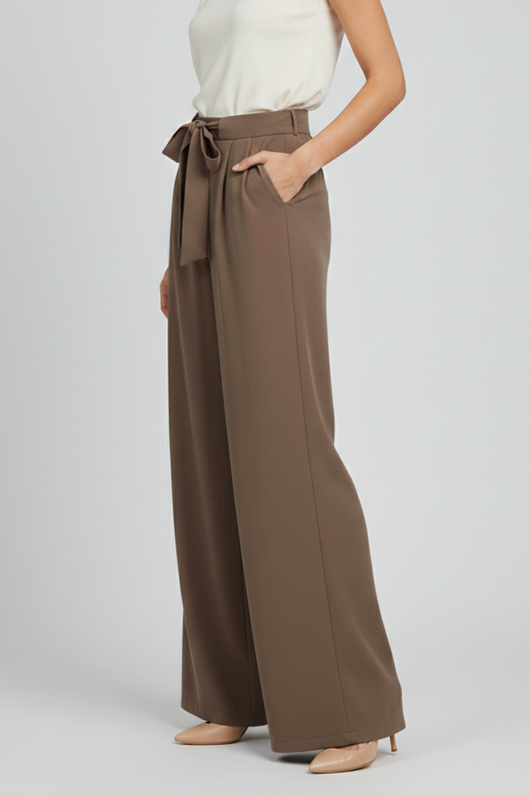 Pantalón Palazzo Karin de Pierna Ancha con Cordón Ajustable