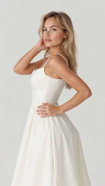 Vestido Midi Regine Línea A con Escote Pañuelo