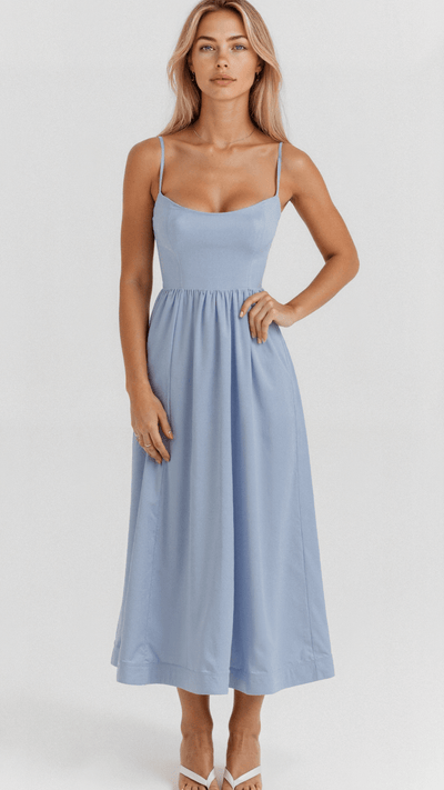 Vestido Midi Regine Línea A con Escote Pañuelo