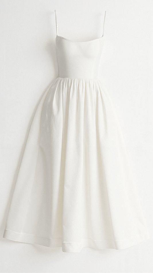 Vestido Midi Regine Línea A con Escote Pañuelo