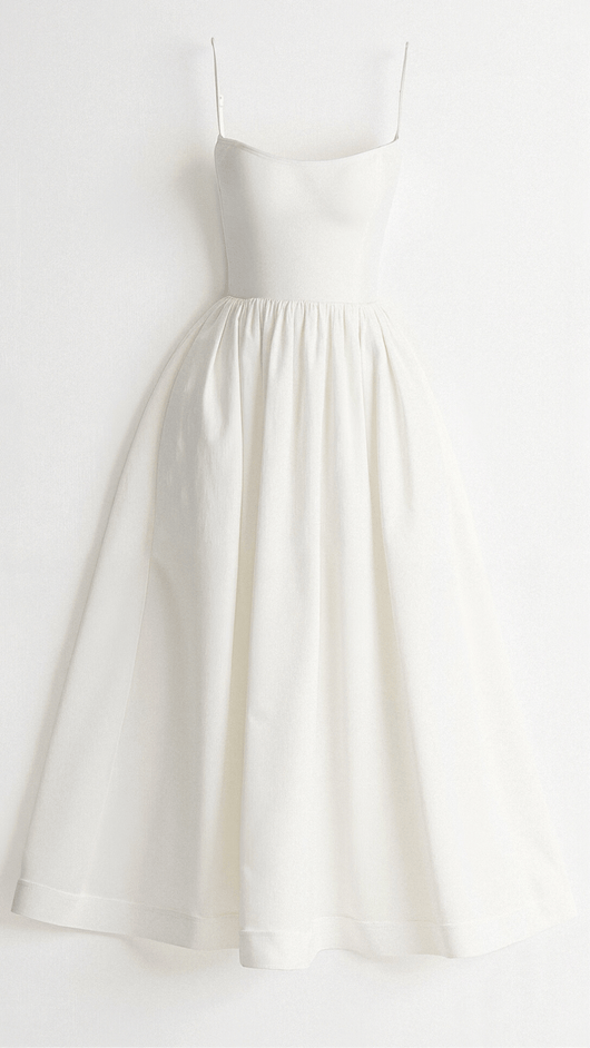 Vestido Midi Regine Línea A con Escote Pañuelo