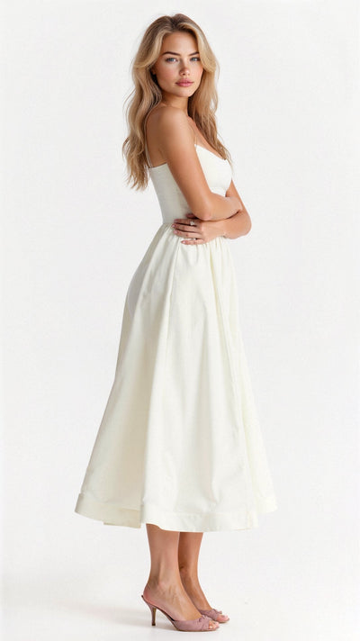 Vestido Midi Regine Línea A con Escote Pañuelo