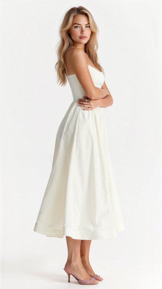 Vestido Midi Regine Línea A con Escote Pañuelo