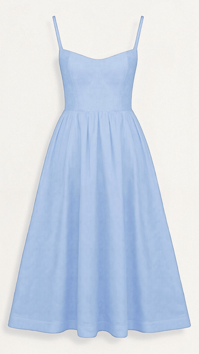 Vestido Midi Regine Línea A con Escote Pañuelo