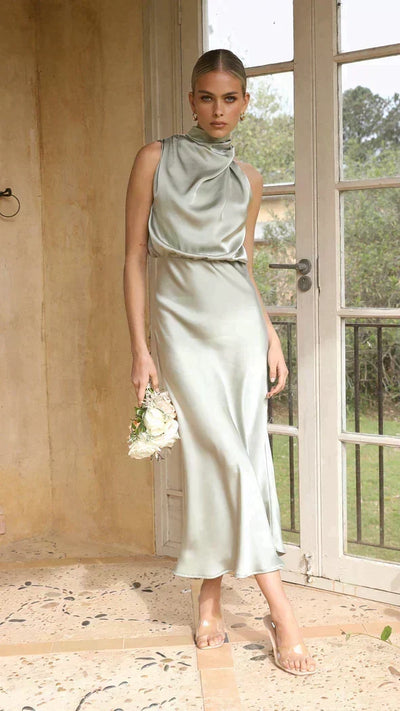 Vestido Midi Elisa Halter Drapeado
