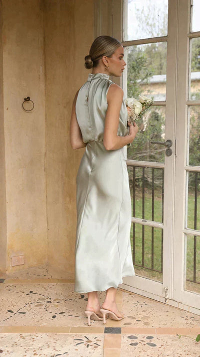 Vestido Midi Elisa Halter Drapeado