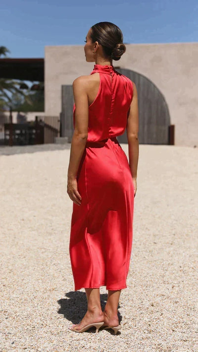 Vestido Midi Elisa Halter Drapeado