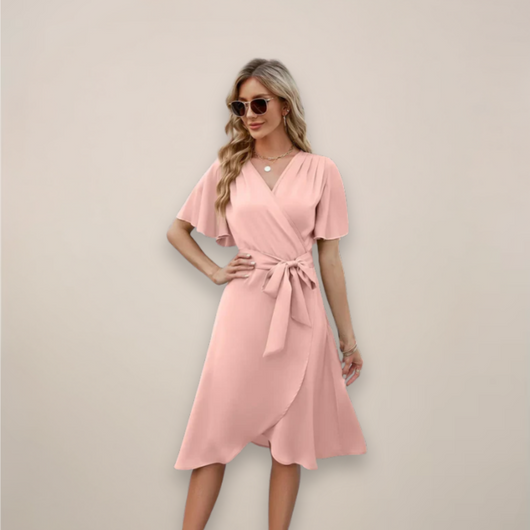 Vestido Midi Britta Cruzado con Lazo Delantero