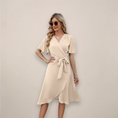 Vestido Midi Britta Cruzado con Lazo Delantero