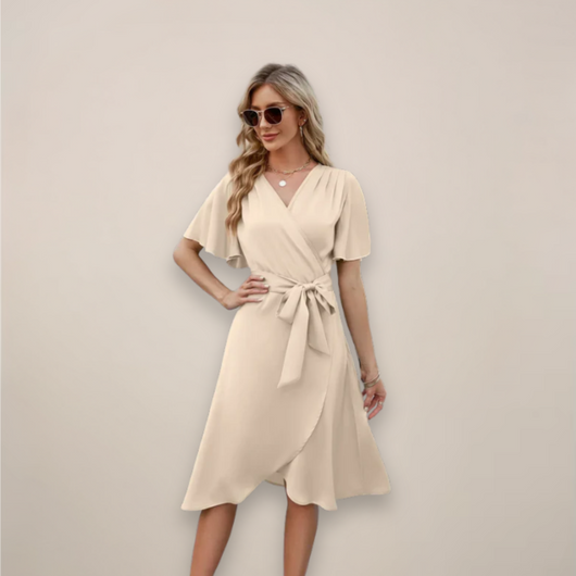 Vestido Midi Britta Cruzado con Lazo Delantero