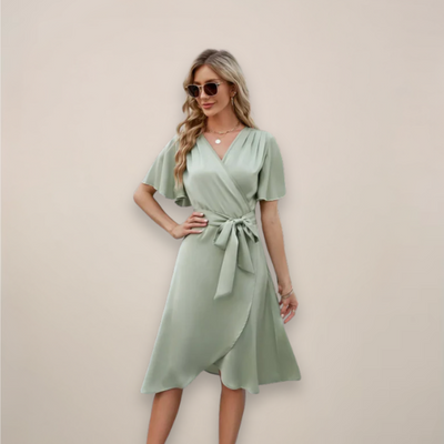 Vestido Midi Britta Cruzado con Lazo Delantero