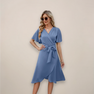 Vestido Midi Britta Cruzado con Lazo Delantero