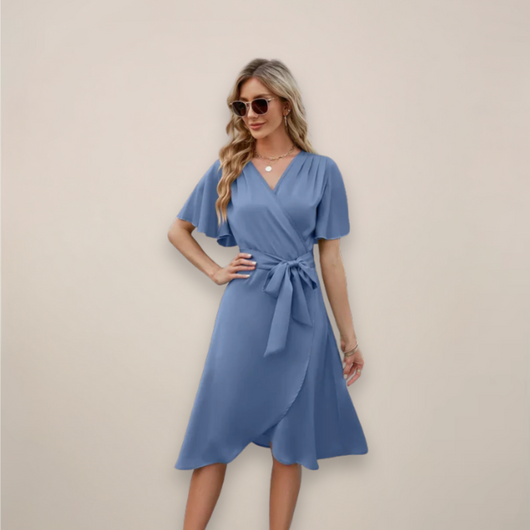 Vestido Midi Britta Cruzado con Lazo Delantero