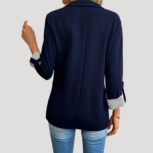 Blazer Theresa Entallado de Un Botón con Mangas Remangadas