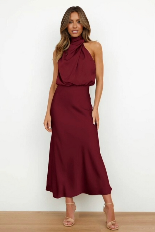 Vestido de Noche Doris con Cuello Halter