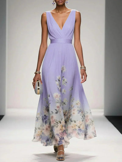 Vestido Largo Carolin de Gasa Floral para Verano