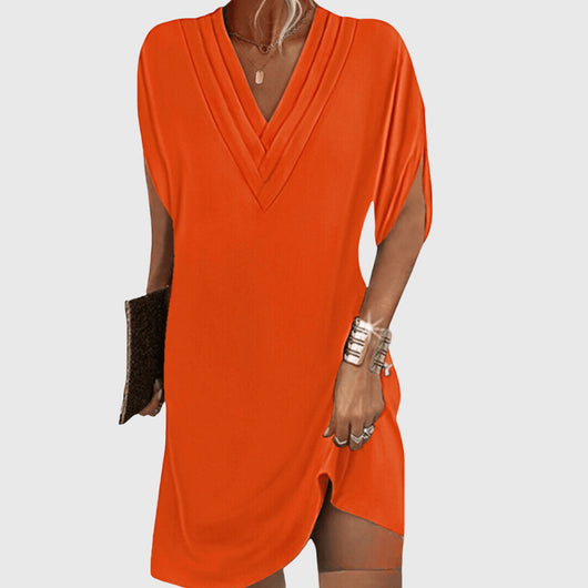 Vestido Corto Nicole con Escote en V y Corte Relajado