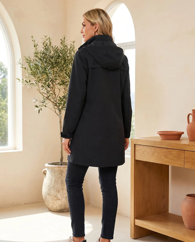 Gabardina Harlow Entallada con Capucha – Negro