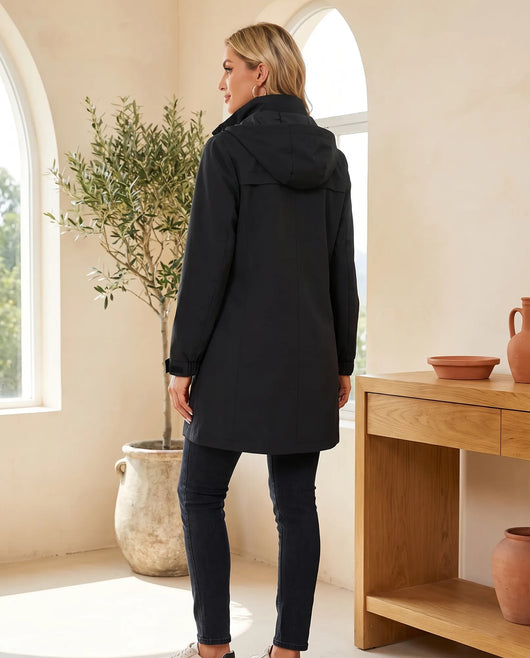 Gabardina Harlow Entallada con Capucha – Negro