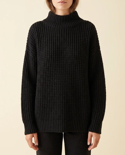 Jersey Fern de Cuello Alto de Mujer - Punto Grueso Holgado con Hombro Caído