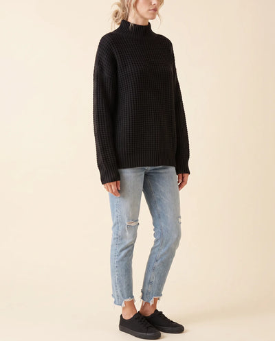 Jersey Fern de Cuello Alto de Mujer - Punto Grueso Holgado con Hombro Caído