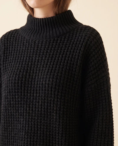 Jersey Fern de Cuello Alto de Mujer - Punto Grueso Holgado con Hombro Caído
