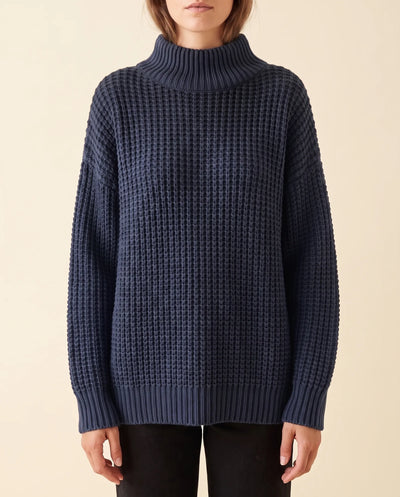 Jersey Fern de Cuello Alto de Mujer - Punto Grueso Holgado con Hombro Caído