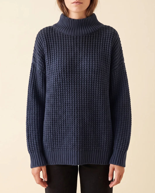 Jersey Fern de Cuello Alto de Mujer - Punto Grueso Holgado con Hombro Caído