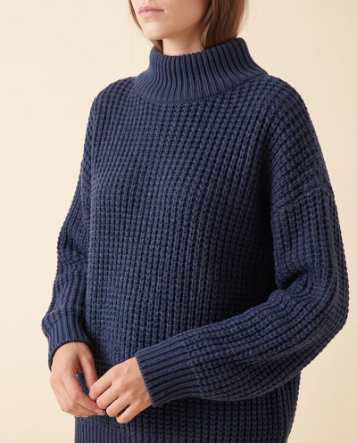Jersey Fern de Cuello Alto de Mujer - Punto Grueso Holgado con Hombro Caído