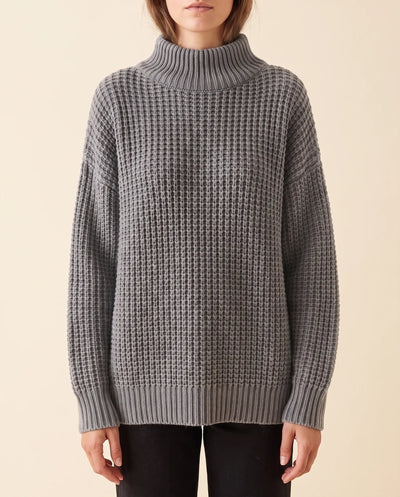 Jersey Fern de Cuello Alto de Mujer - Punto Grueso Holgado con Hombro Caído