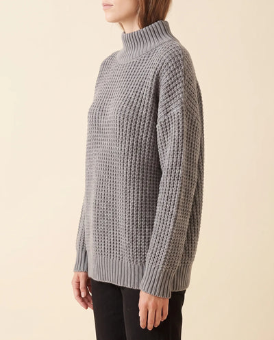 Jersey Fern de Cuello Alto de Mujer - Punto Grueso Holgado con Hombro Caído