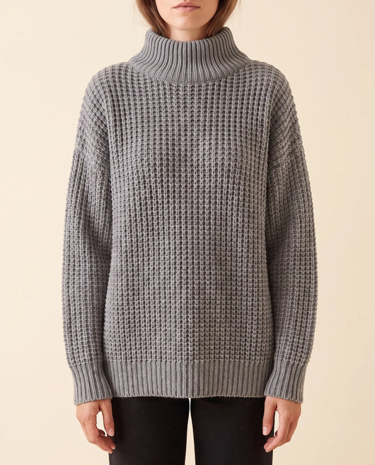 Jersey Fern de Cuello Alto de Mujer - Punto Grueso Holgado con Hombro Caído