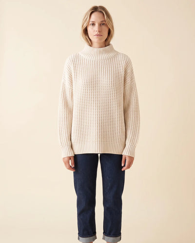 Jersey Fern de Cuello Alto de Mujer - Punto Grueso Holgado con Hombro Caído