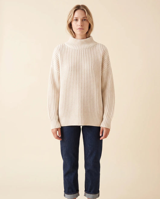 Jersey Fern de Cuello Alto de Mujer - Punto Grueso Holgado con Hombro Caído