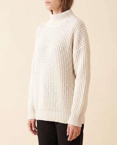 Jersey Fern de Cuello Alto de Mujer - Punto Grueso Holgado con Hombro Caído