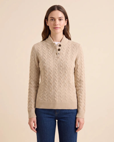 Jersey Maeve de Mujer - Punto de Ochos con Cuello Alto y Botones