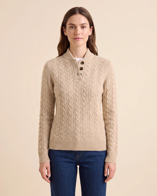 Jersey Maeve de Mujer - Punto de Ochos con Cuello Alto y Botones