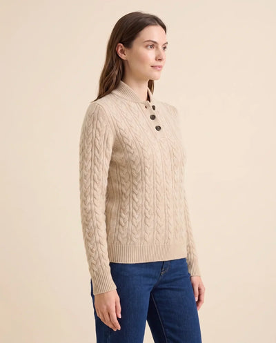 Jersey Maeve de Mujer - Punto de Ochos con Cuello Alto y Botones