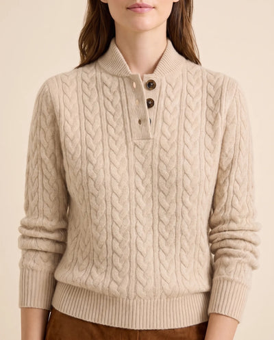 Jersey Maeve de Mujer - Punto de Ochos con Cuello Alto y Botones