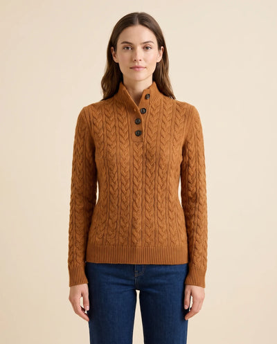 Jersey Maeve de Mujer - Punto de Ochos con Cuello Alto y Botones