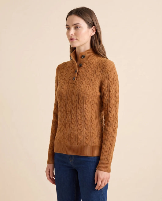 Jersey Maeve de Mujer - Punto de Ochos con Cuello Alto y Botones