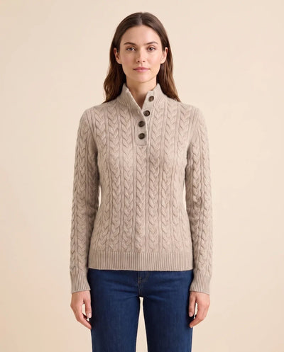 Jersey Maeve de Mujer - Punto de Ochos con Cuello Alto y Botones